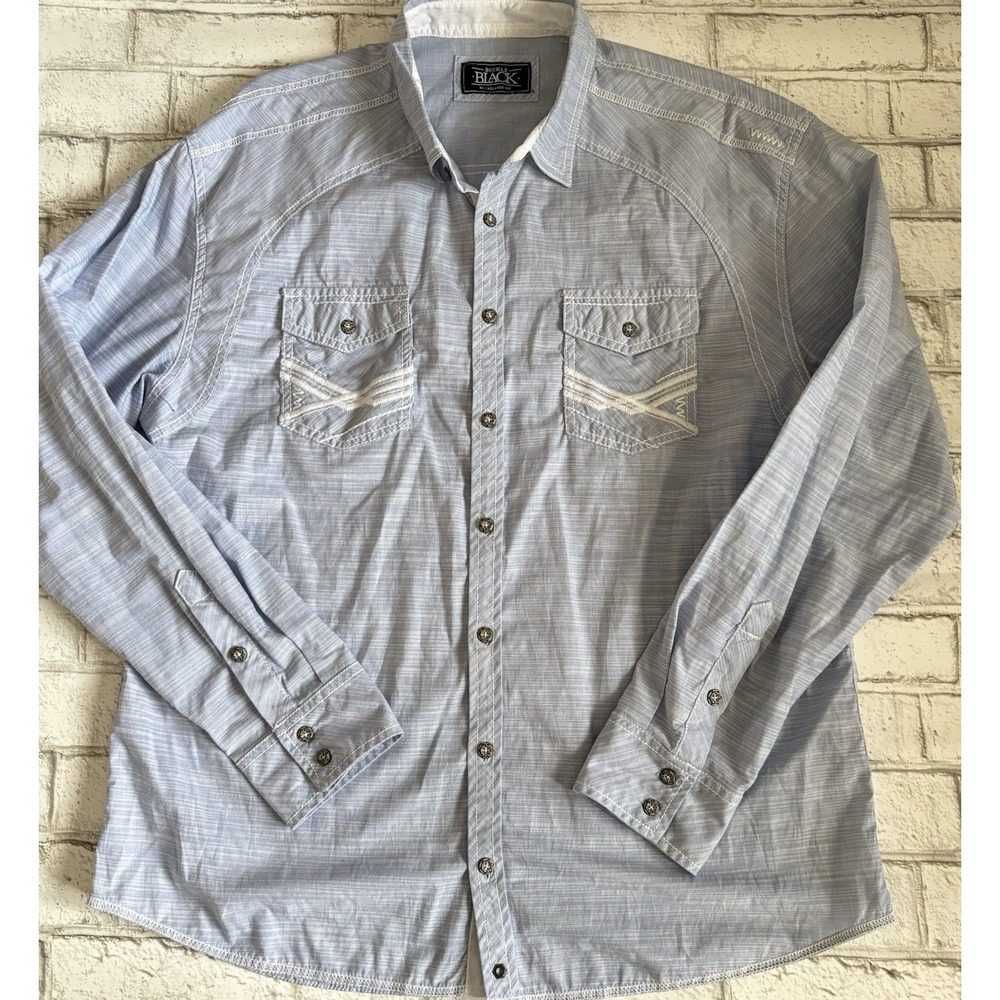 Buckle‎ Black Shirt Mens XL Blue Heathered Relaxed Fit Western Button Up